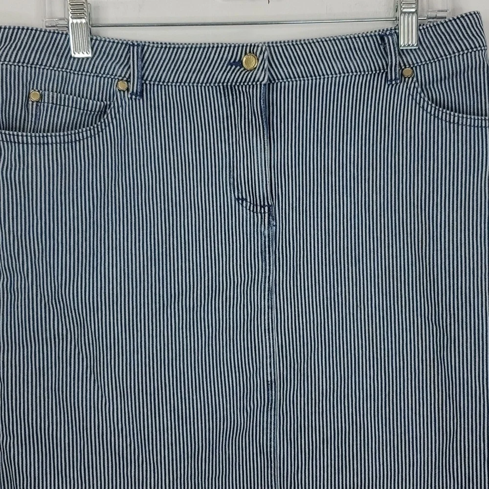J McLaughlin Skirt Seer Sucker Navy Unlined Cotton Short Preppy Womens 12